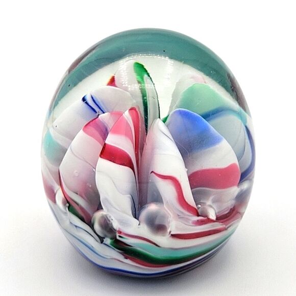 Vintage Saint Claire Multicolor Swirl Art Glass Paperweight - Picture 1 of 11